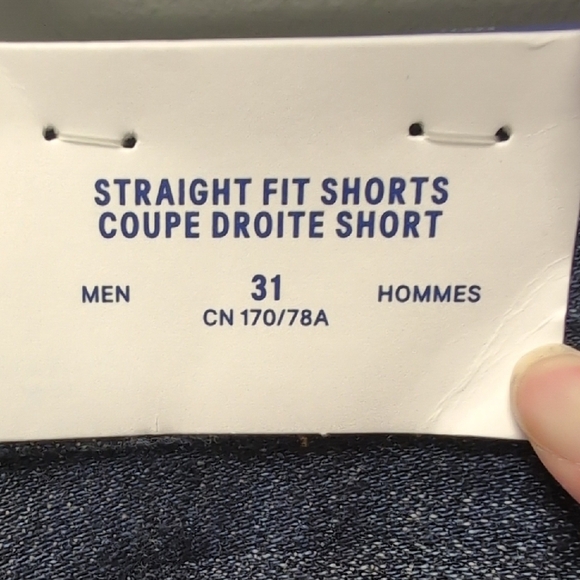 Indigo Blue H&M Straight Fit Distressed Jean Shorts with Frayed Hem. Size 31 NWT - Picture 3 of 7